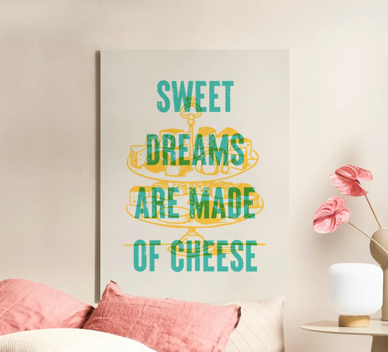 Sweet dreams are made of cheese canvas with Floater frame by Vintagrafica