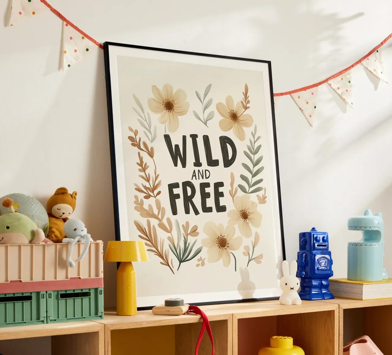 Poster "Wild and Free" - Arte murale bohémien per l'asilo nido poster con telaio in legno da KidzStudio