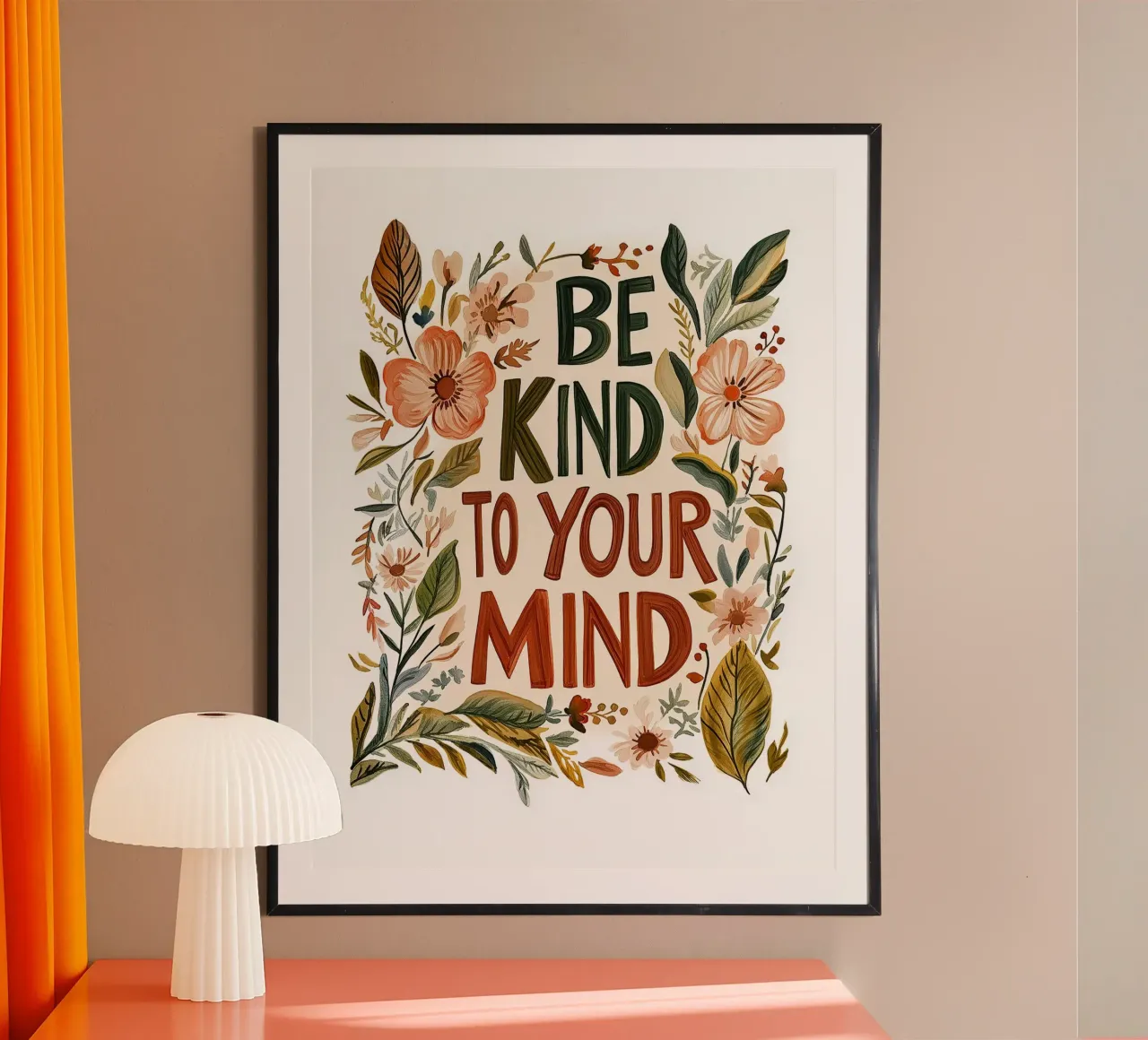 Be Kind to Your Mind - Mindfulness poster poster with wooden frame by KidzStudio