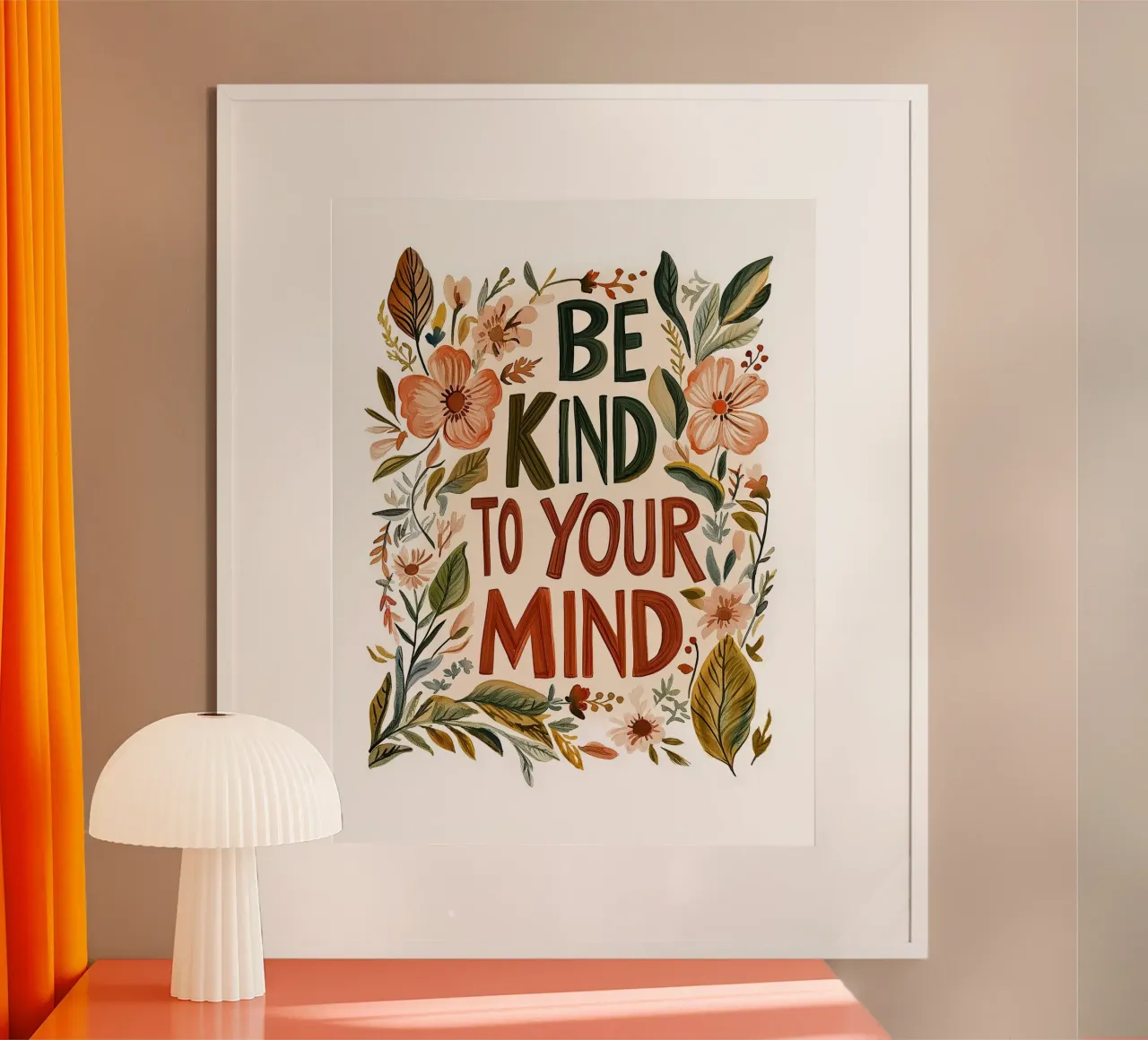 Be Kind to Your Mind - Mindfulness poster poster with wooden frame by KidzStudio