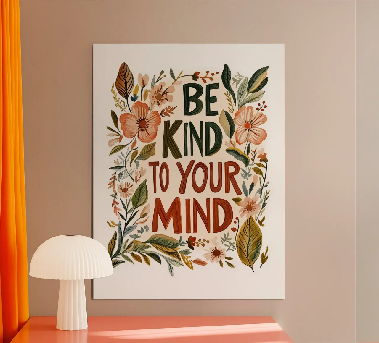 Be Kind to Your Mind - Mindfulness poster poster with wooden frame by KidzStudio