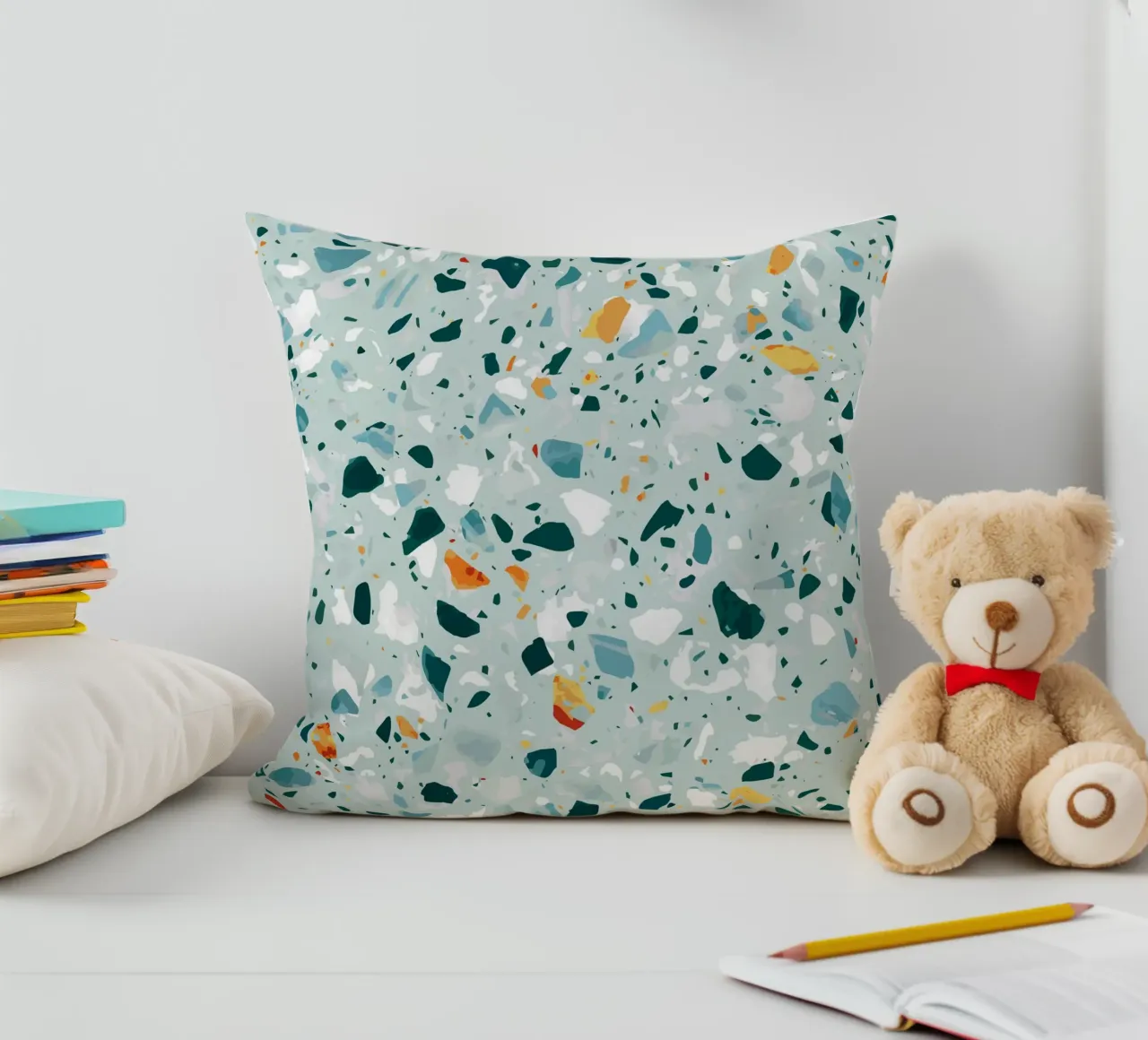 Mint Terrazzo | Abstract Pastel Speckles Confetti Pattern cuscino da 83oranges