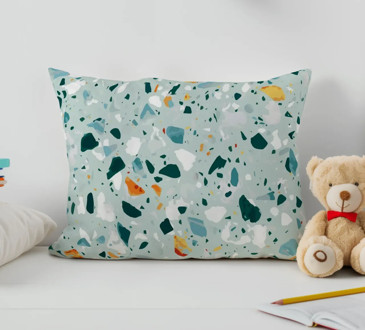 Mint Terrazzo | Abstract Pastel Speckles Confetti Pattern cuscino da 83oranges