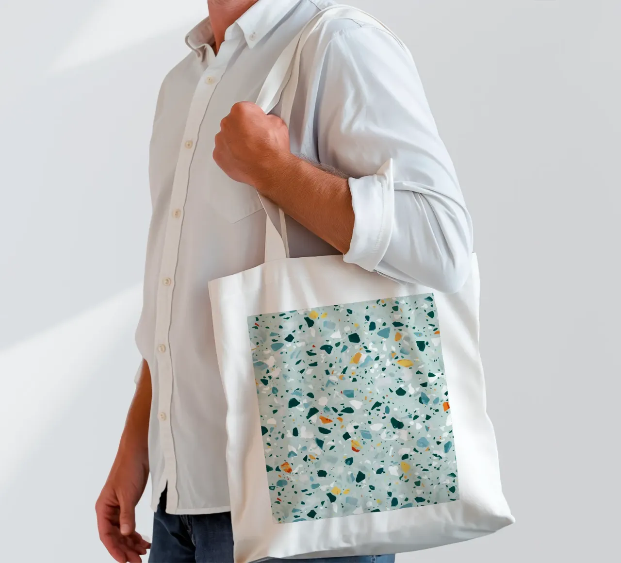 Mint Terrazzo | Abstract Pastel Speckles Confetti Pattern borsa in juta da 83oranges