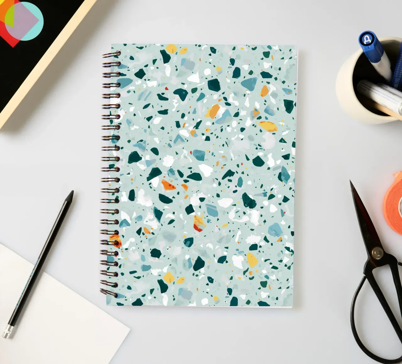 Mint Terrazzo | Abstract Pastel Speckles Confetti Pattern spiral notebook by 83oranges