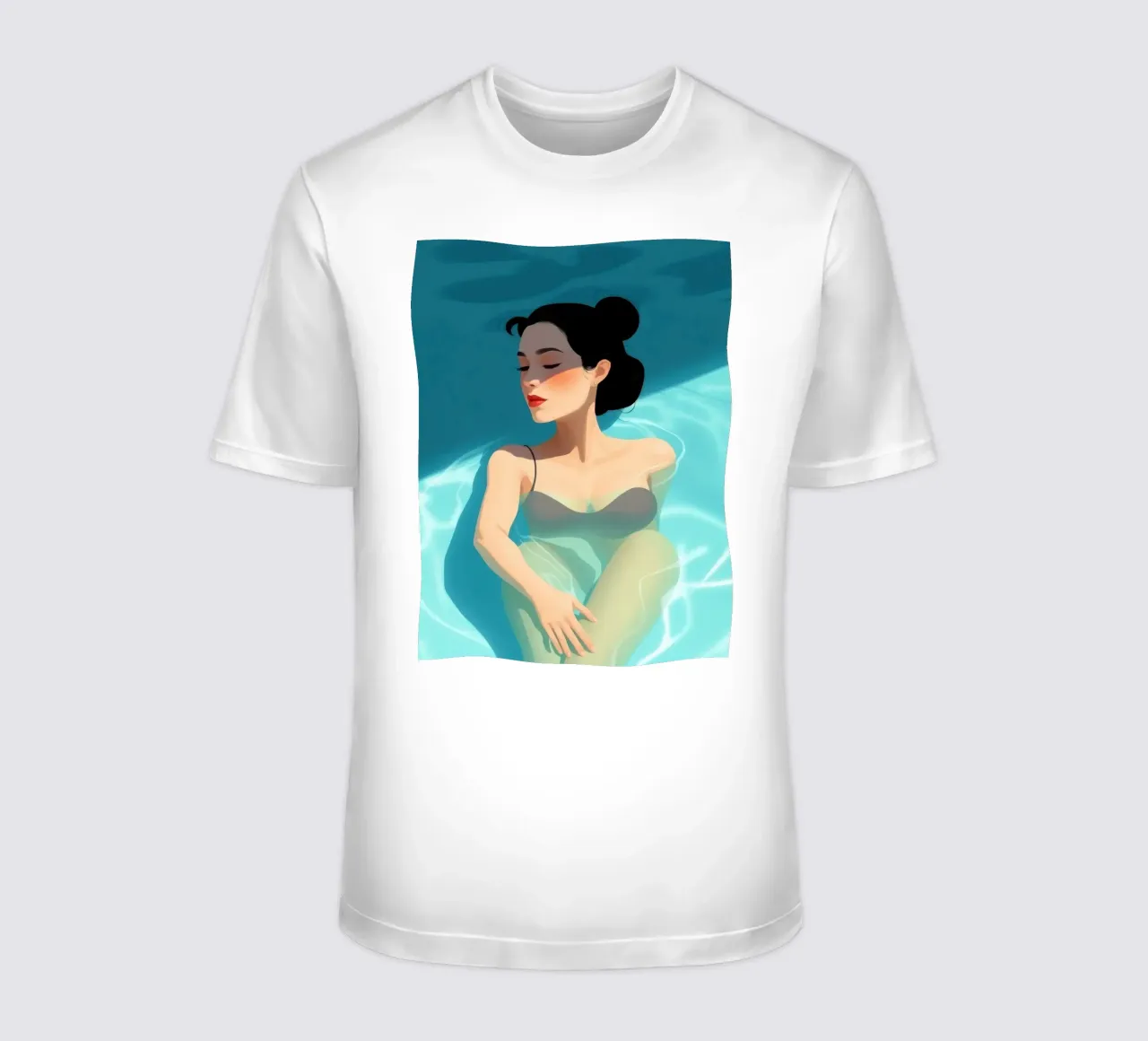 Relaxing moment in a refreshing pool on a sunny day t-shirt by DesignDoodle