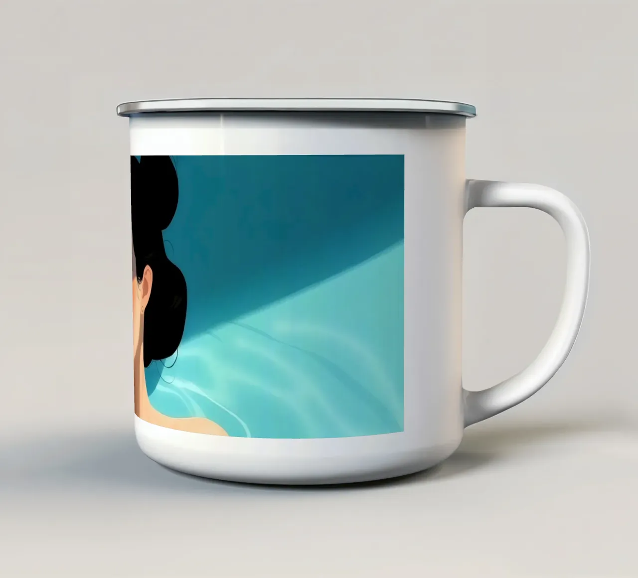 Momento di relax in una piscina rinfrescante in una giornata di sole tazza in smalto da DesignDoodle