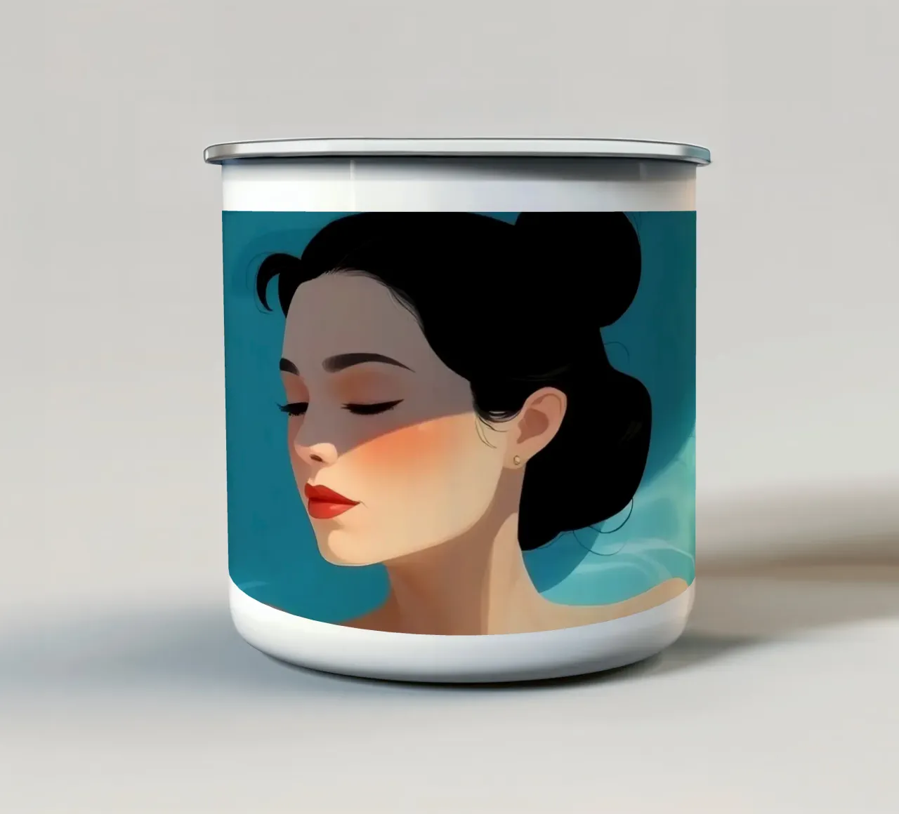 Momento di relax in una piscina rinfrescante in una giornata di sole tazza in smalto da DesignDoodle