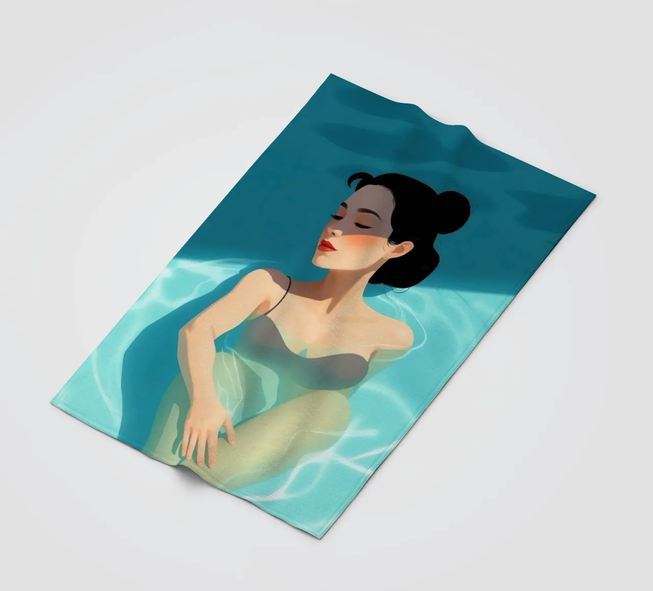 Relaxing moment in a refreshing pool on a sunny day fleece blanket by DesignDoodle