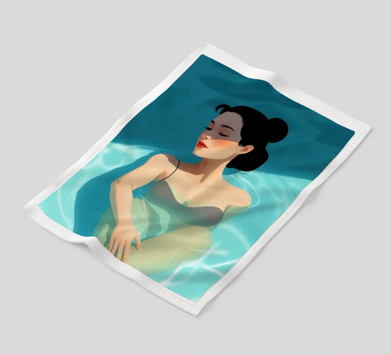 Relaxing moment in a refreshing pool on a sunny day fleece blanket by DesignDoodle