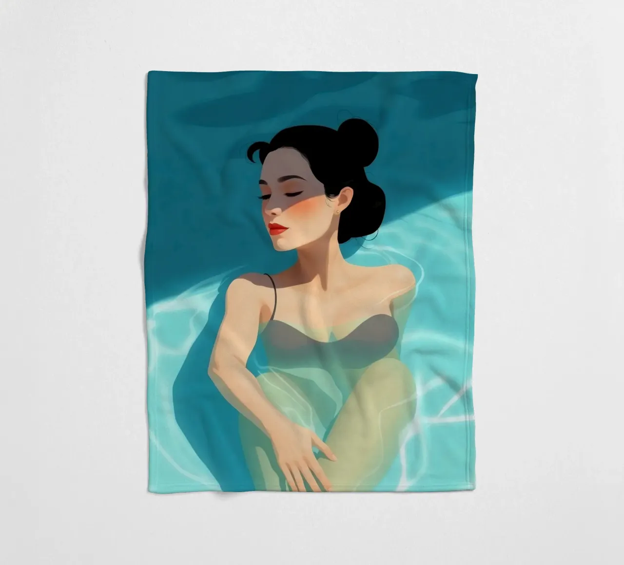 Relaxing moment in a refreshing pool on a sunny day fleece blanket by DesignDoodle