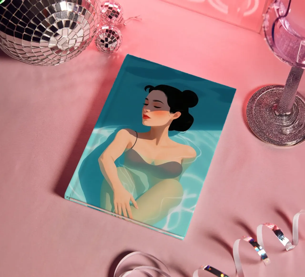 Relaxing moment in a refreshing pool on a sunny day notebook by DesignDoodle