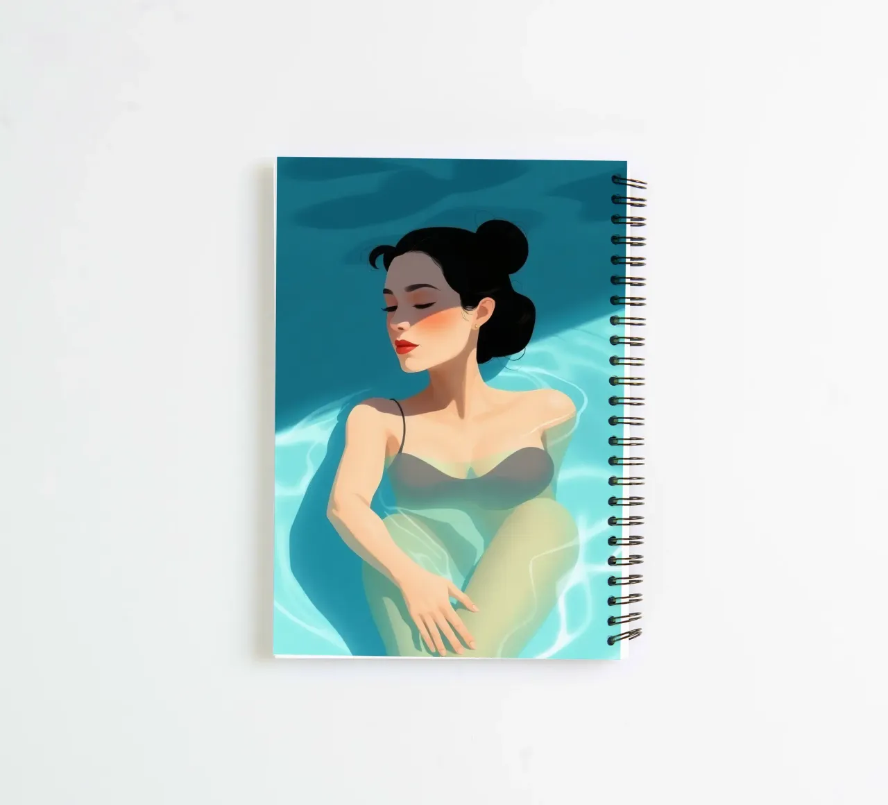 Relaxing moment in a refreshing pool on a sunny day spiral notebook by DesignDoodle