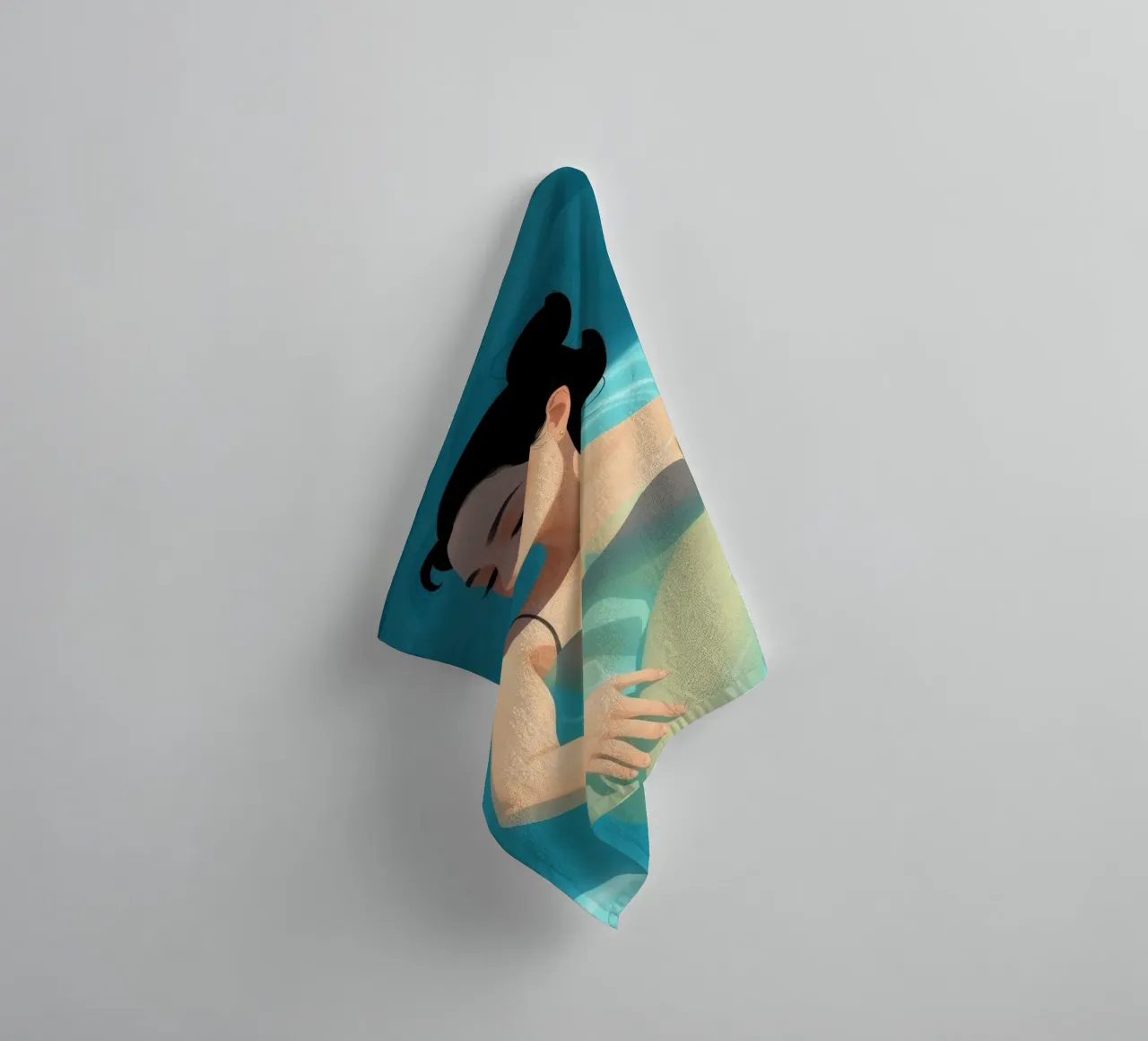 Relaxing moment in a refreshing pool on a sunny day towel by DesignDoodle