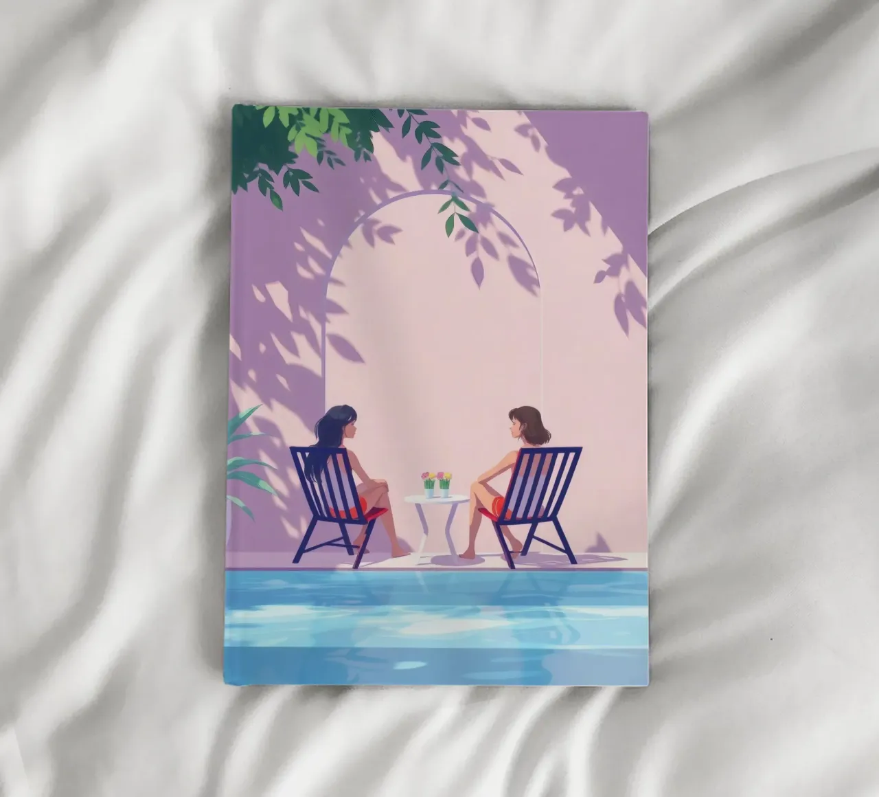 Relaxing by the Poolside Tranquil During a Sunny day notebook by DesignDoodle