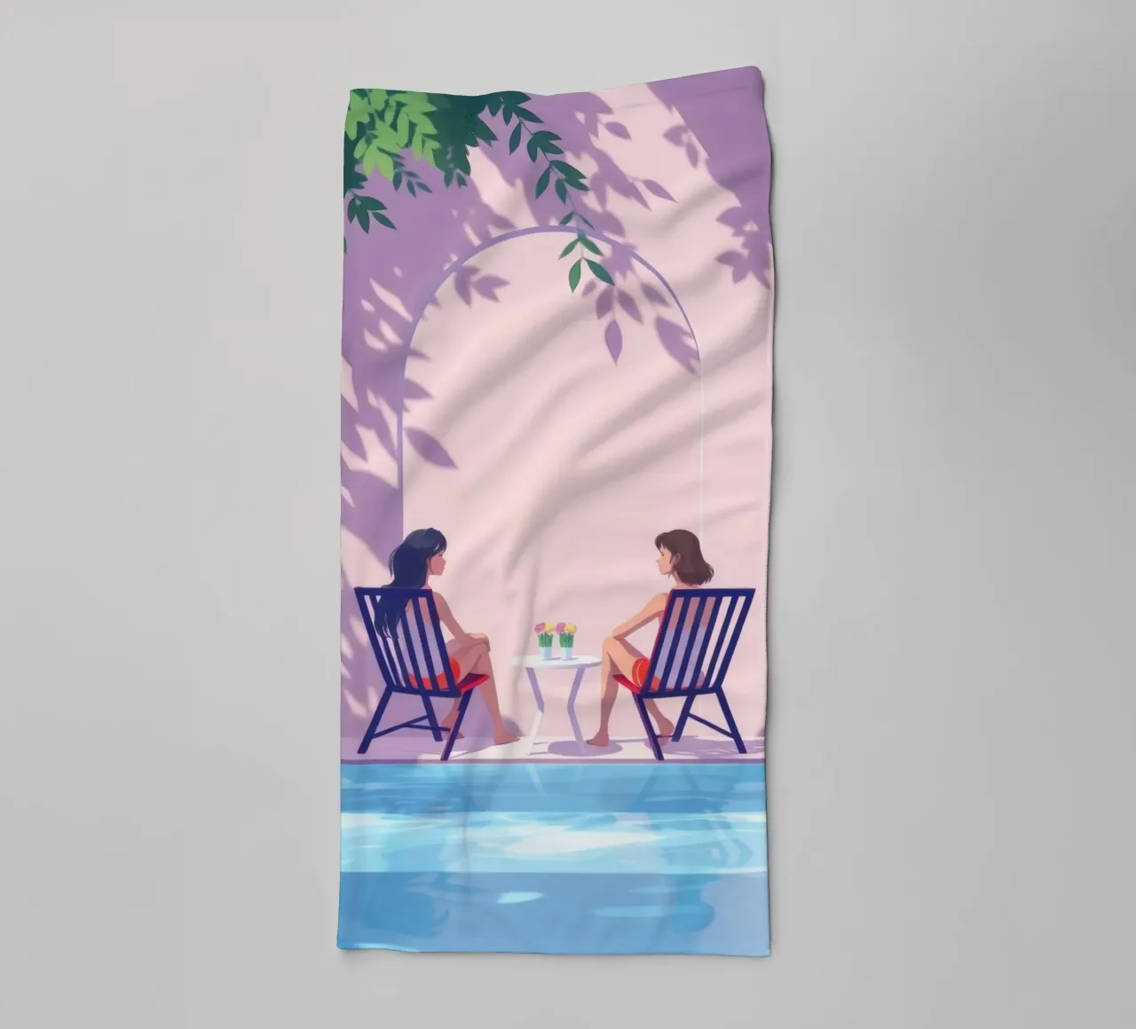 Relaxing by the Poolside Tranquil During a Sunny day towel by DesignDoodle