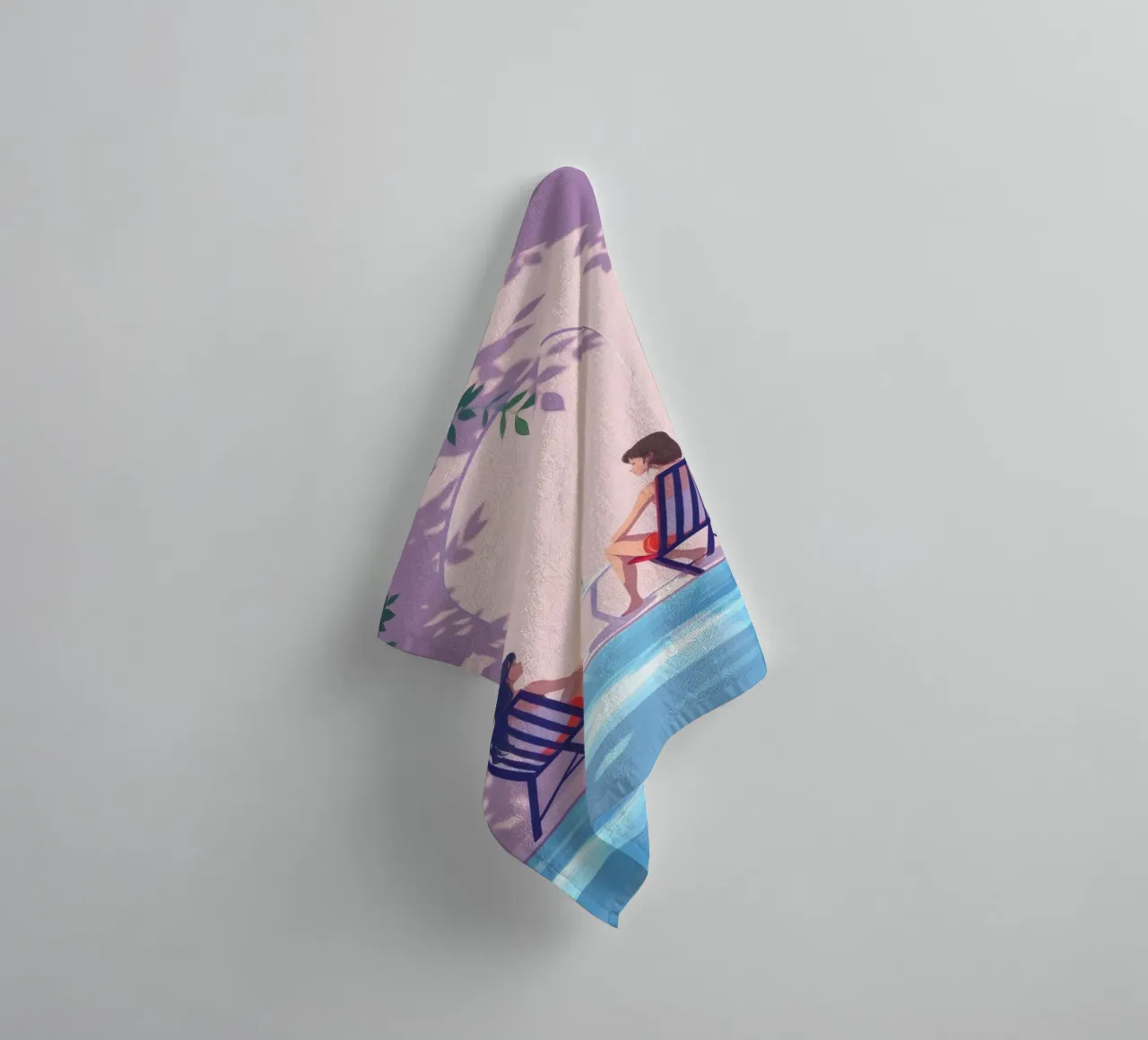 Relaxing by the Poolside Tranquil During a Sunny day towel by DesignDoodle