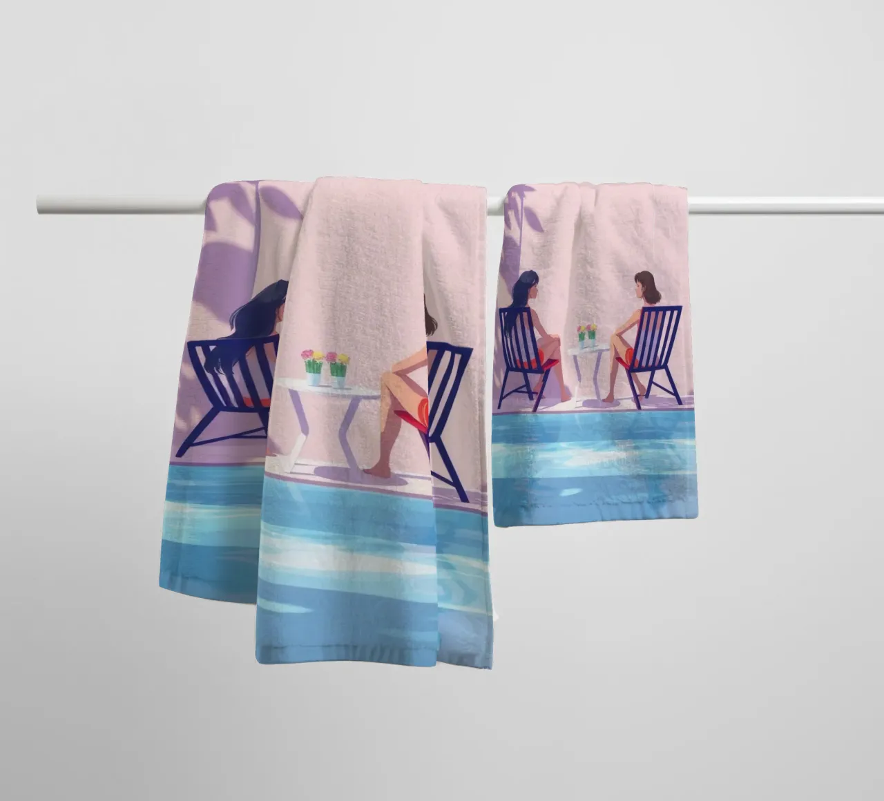 Relaxing by the Poolside Tranquil During a Sunny day towel by DesignDoodle