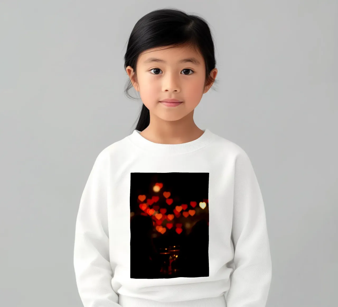 Soirée romantique avec des lumières en forme de cœur en arrière-plan sweat enfant de DesignDoodle