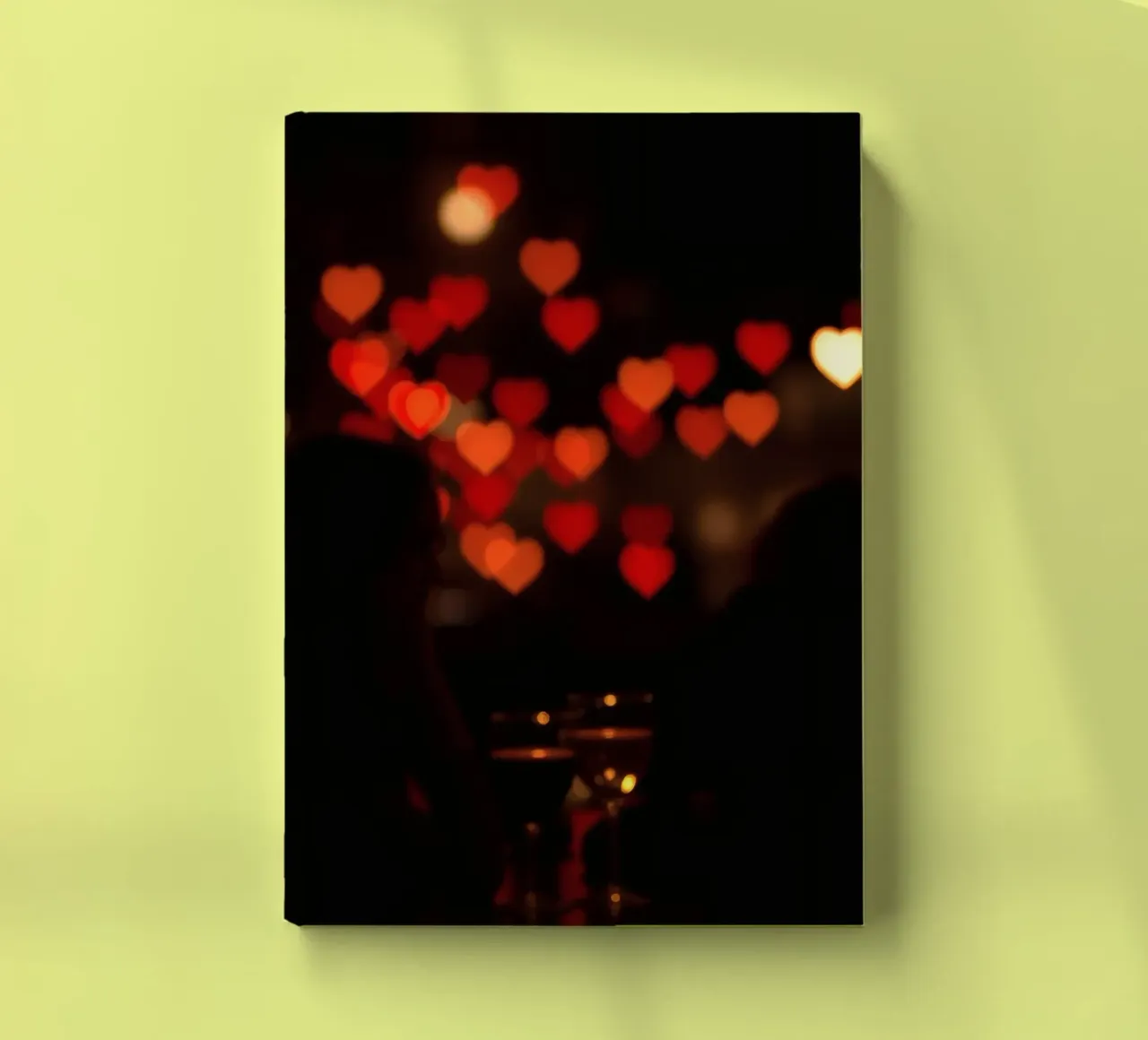 Romantic evening with heart-shaped lights in the background notebook by DesignDoodle