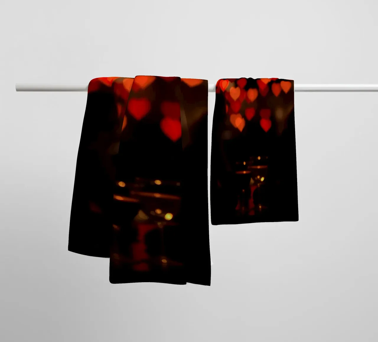 Romantic evening with heart-shaped lights in the background towel by DesignDoodle