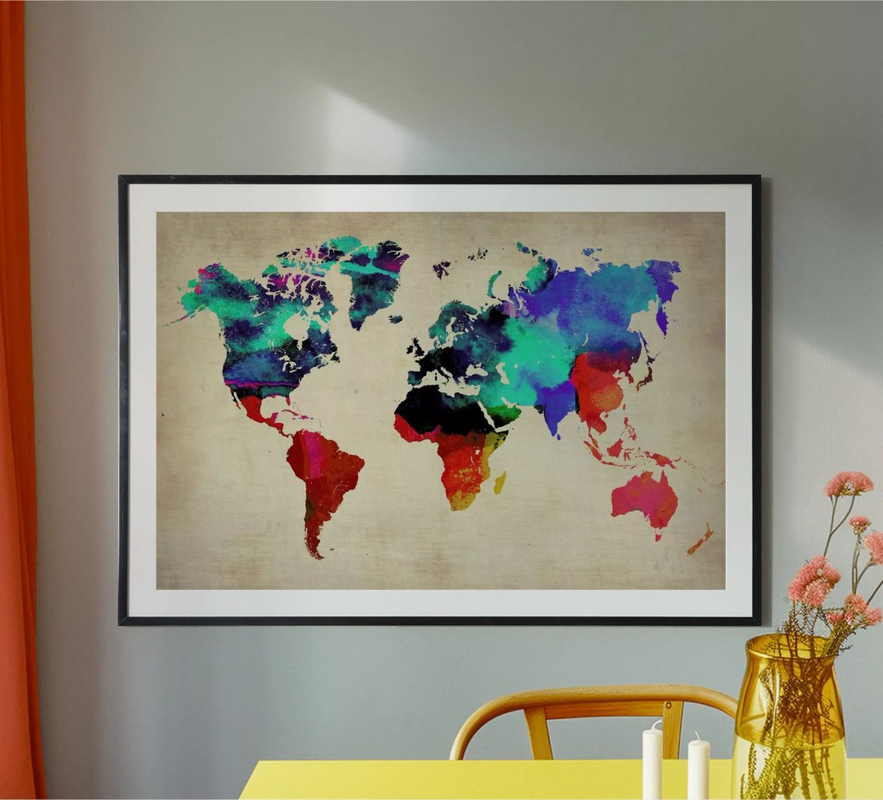 World Watercolor Map poster de Naxart