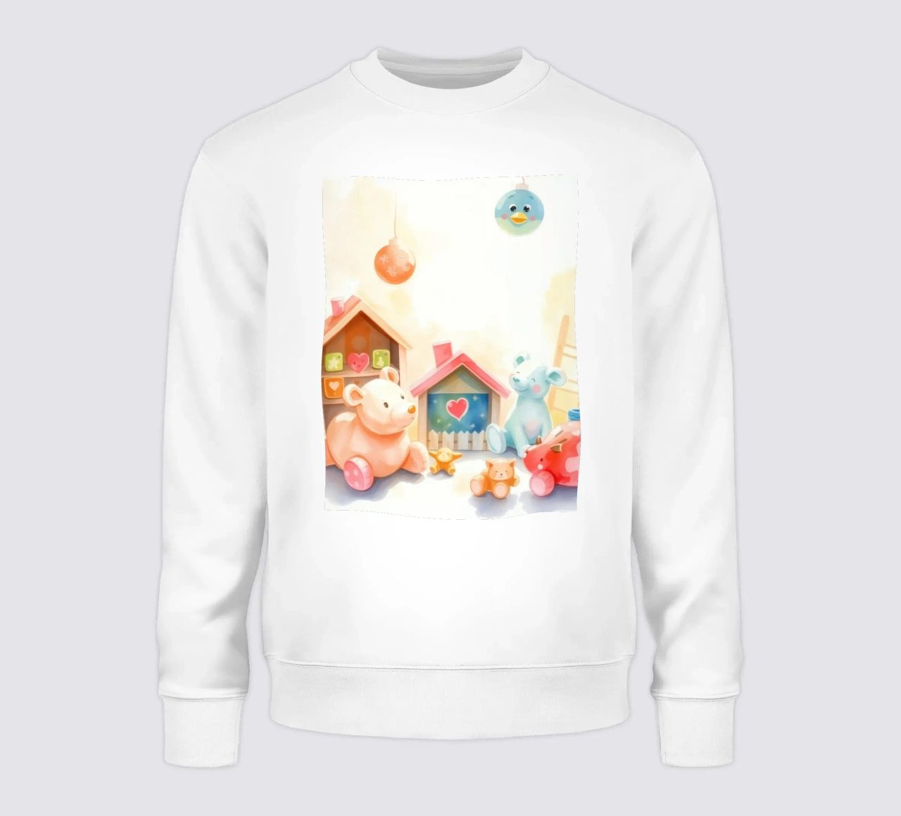 Des maisons colorées avec d'adorables animaux en peluche dans un jeu lumineux. sweat de DesignDoodle