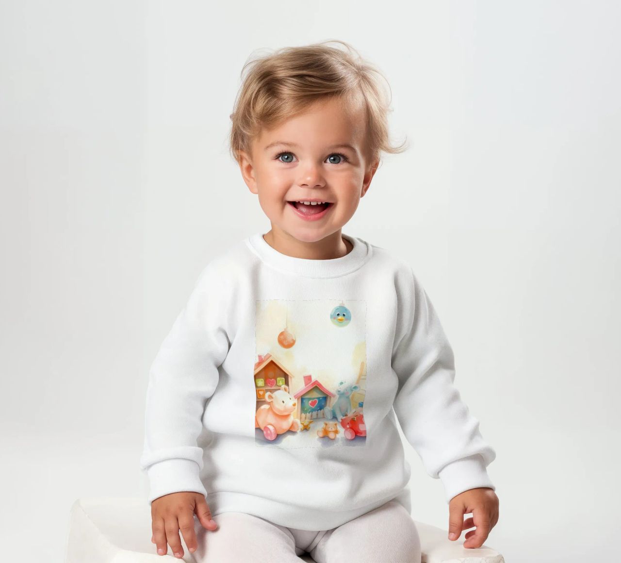 Des maisons colorées avec d'adorables animaux en peluche dans un jeu lumineux. sweat pour bébé de DesignDoodle