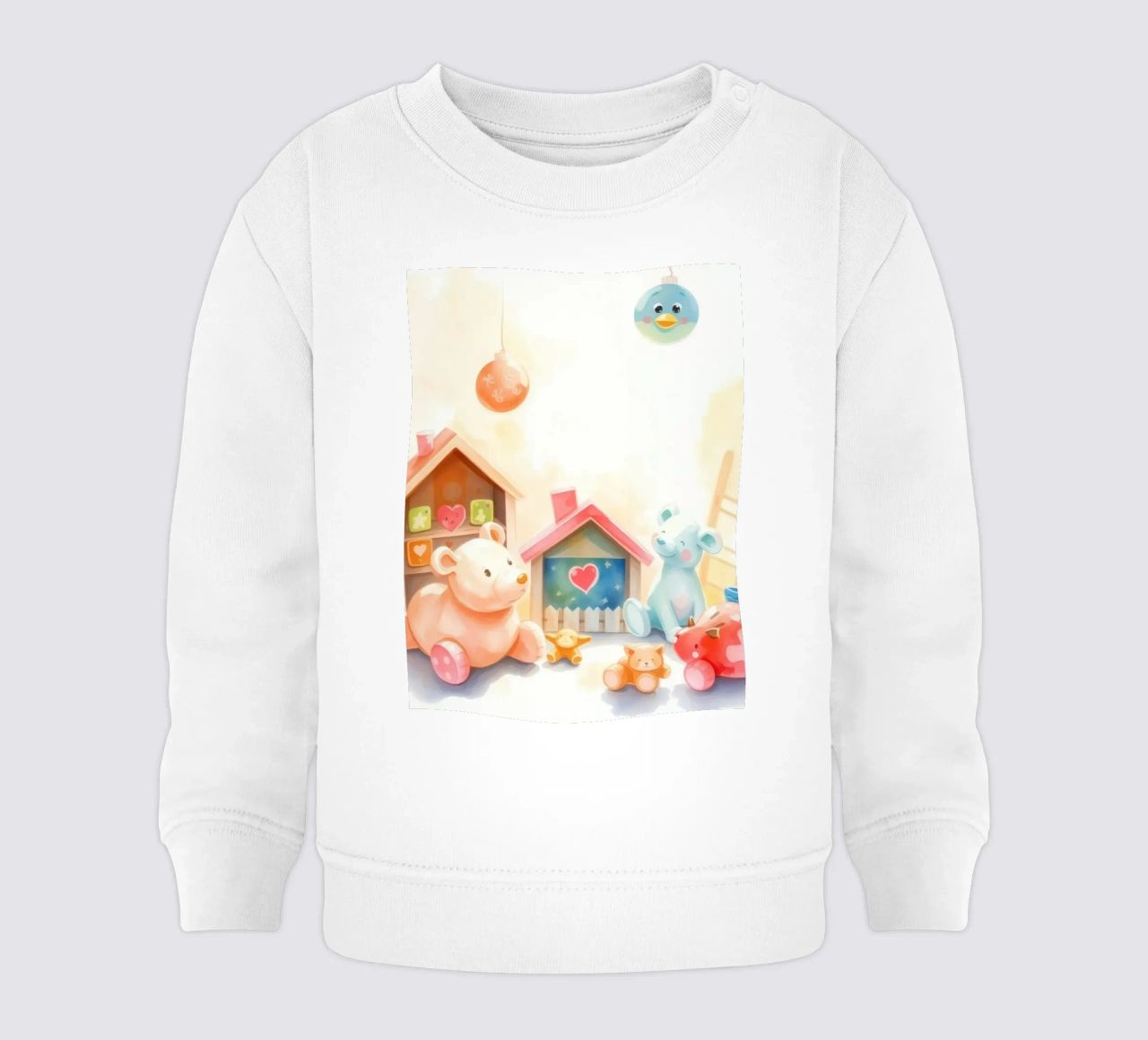 Des maisons colorées avec d'adorables animaux en peluche dans un jeu lumineux. sweat pour bébé de DesignDoodle