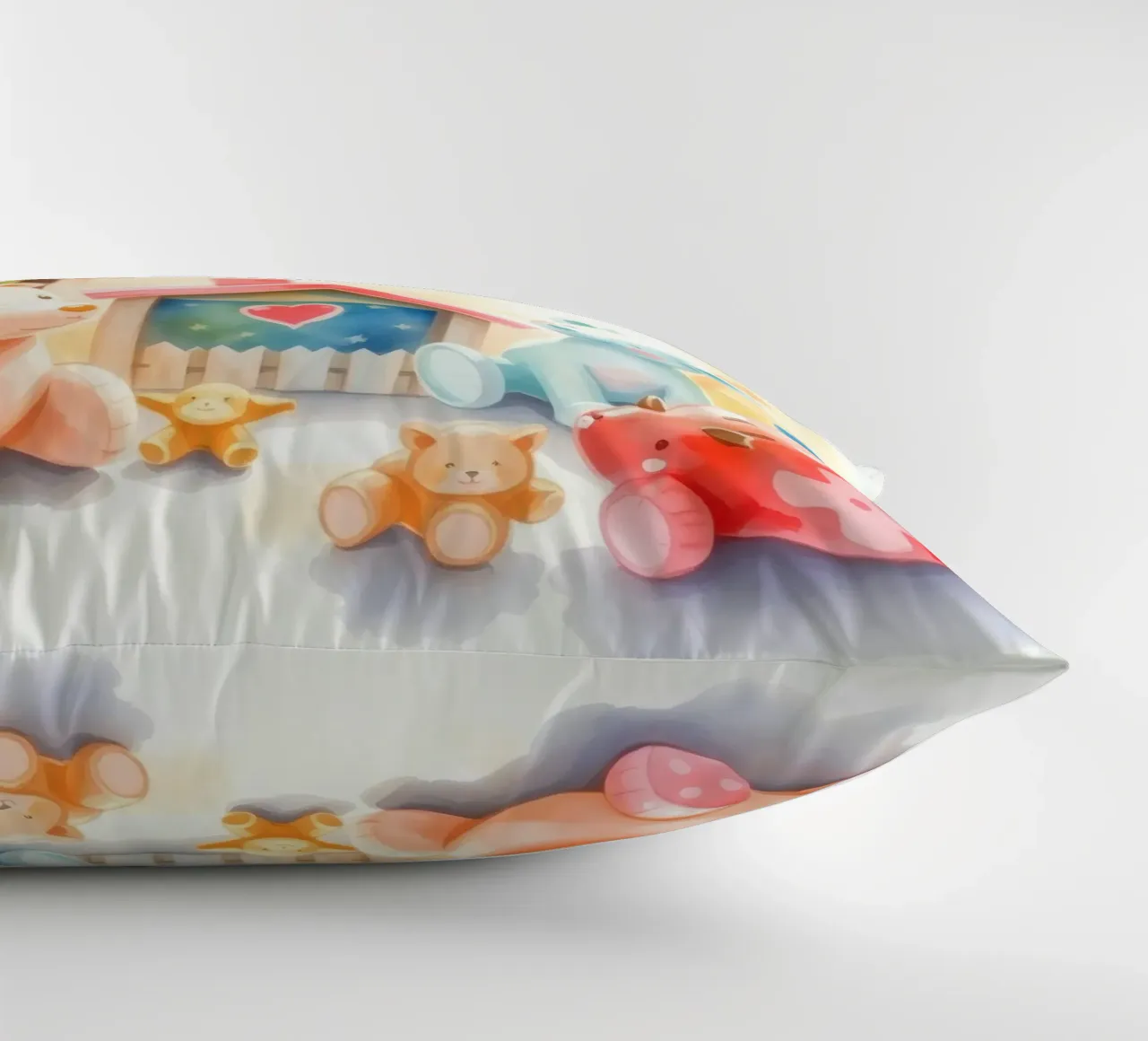 Case giocattolo colorate con simpatici animali di peluche in un gioco luminoso cuscino da DesignDoodle