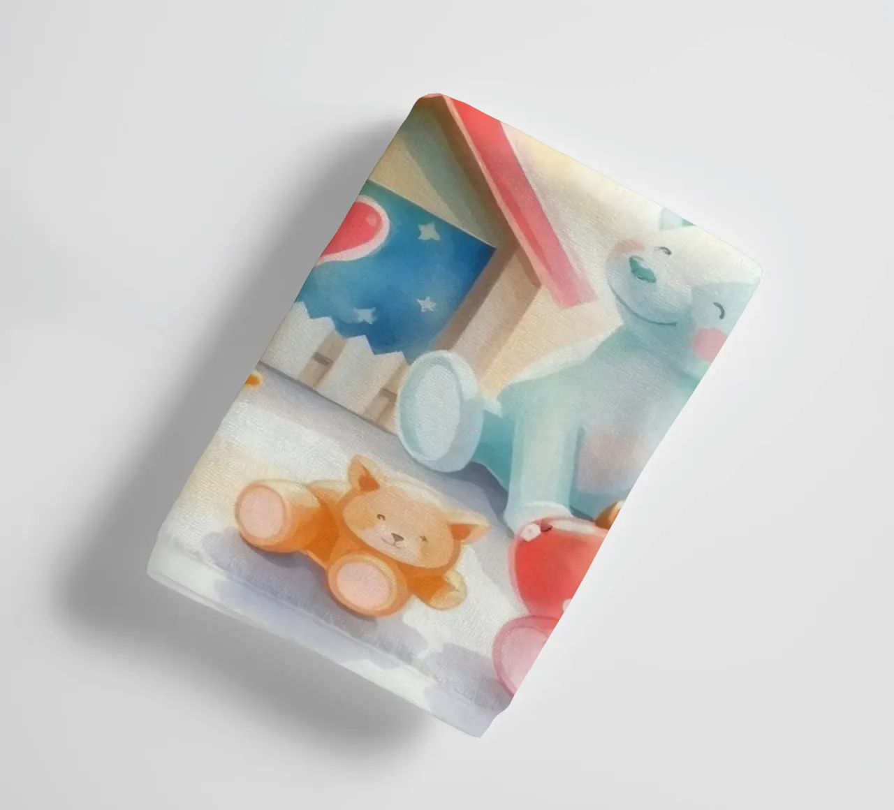 Case giocattolo colorate con simpatici animali di peluche in un gioco luminoso asciugamano da bagno da DesignDoodle