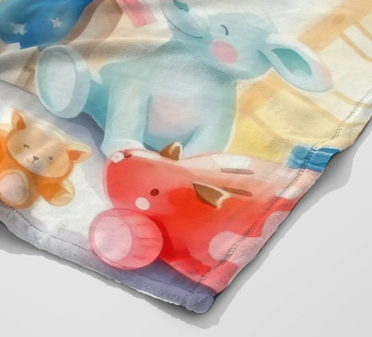 Des maisons colorées avec d'adorables animaux en peluche dans un jeu lumineux. plaid polaire de DesignDoodle