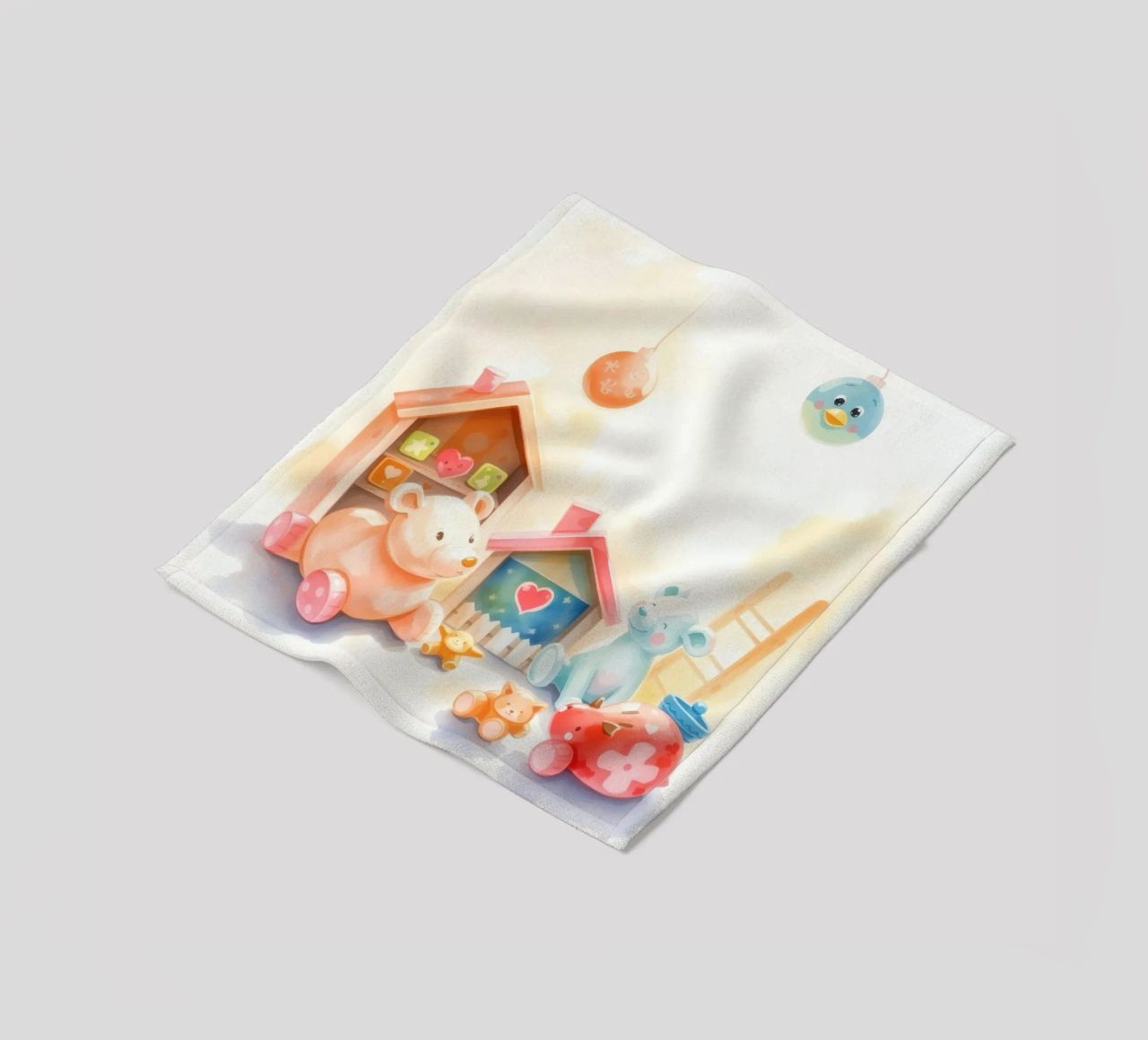 Des maisons colorées avec d'adorables animaux en peluche dans un jeu lumineux. plaid polaire de DesignDoodle