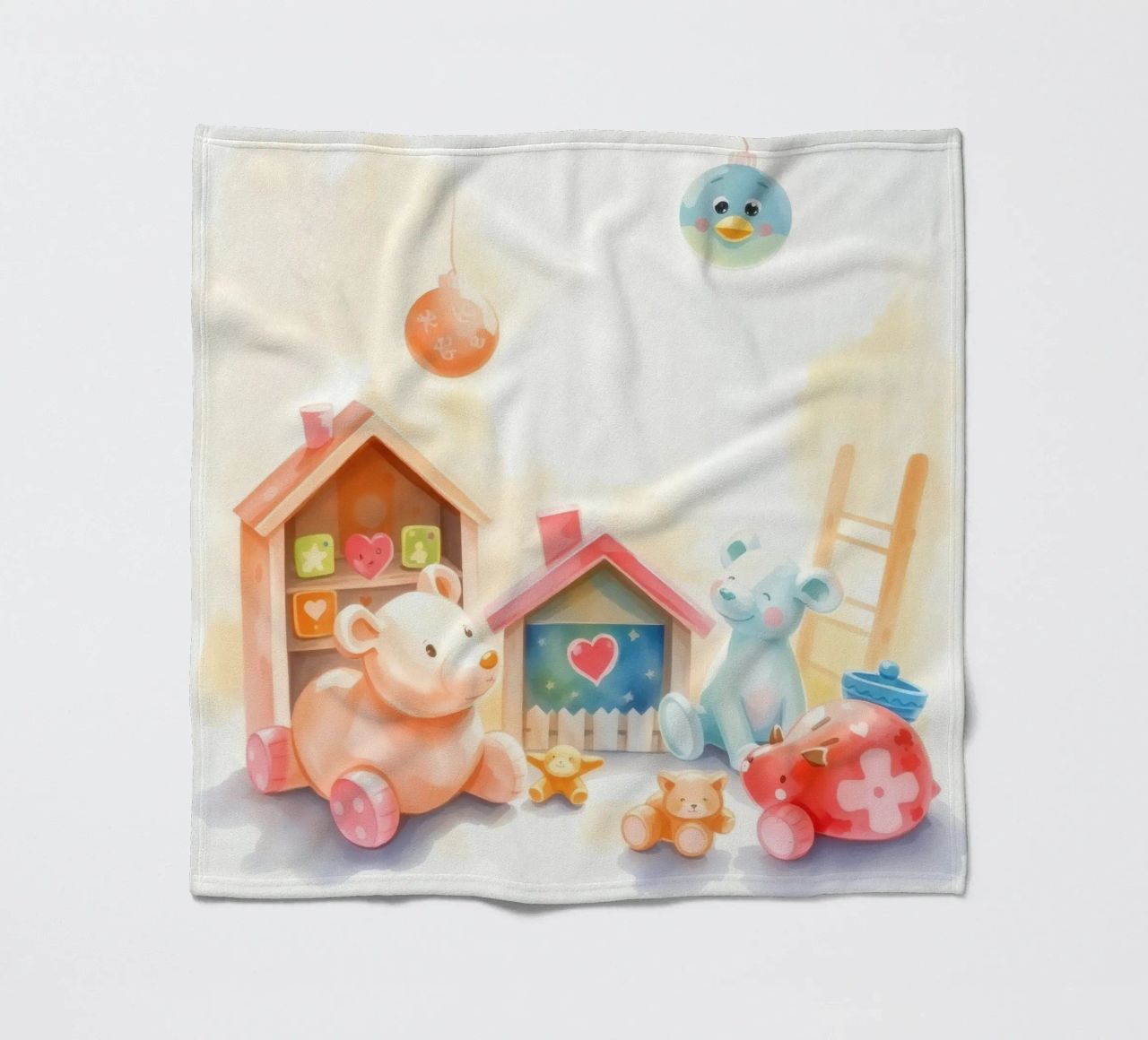 Des maisons colorées avec d'adorables animaux en peluche dans un jeu lumineux. plaid polaire de DesignDoodle