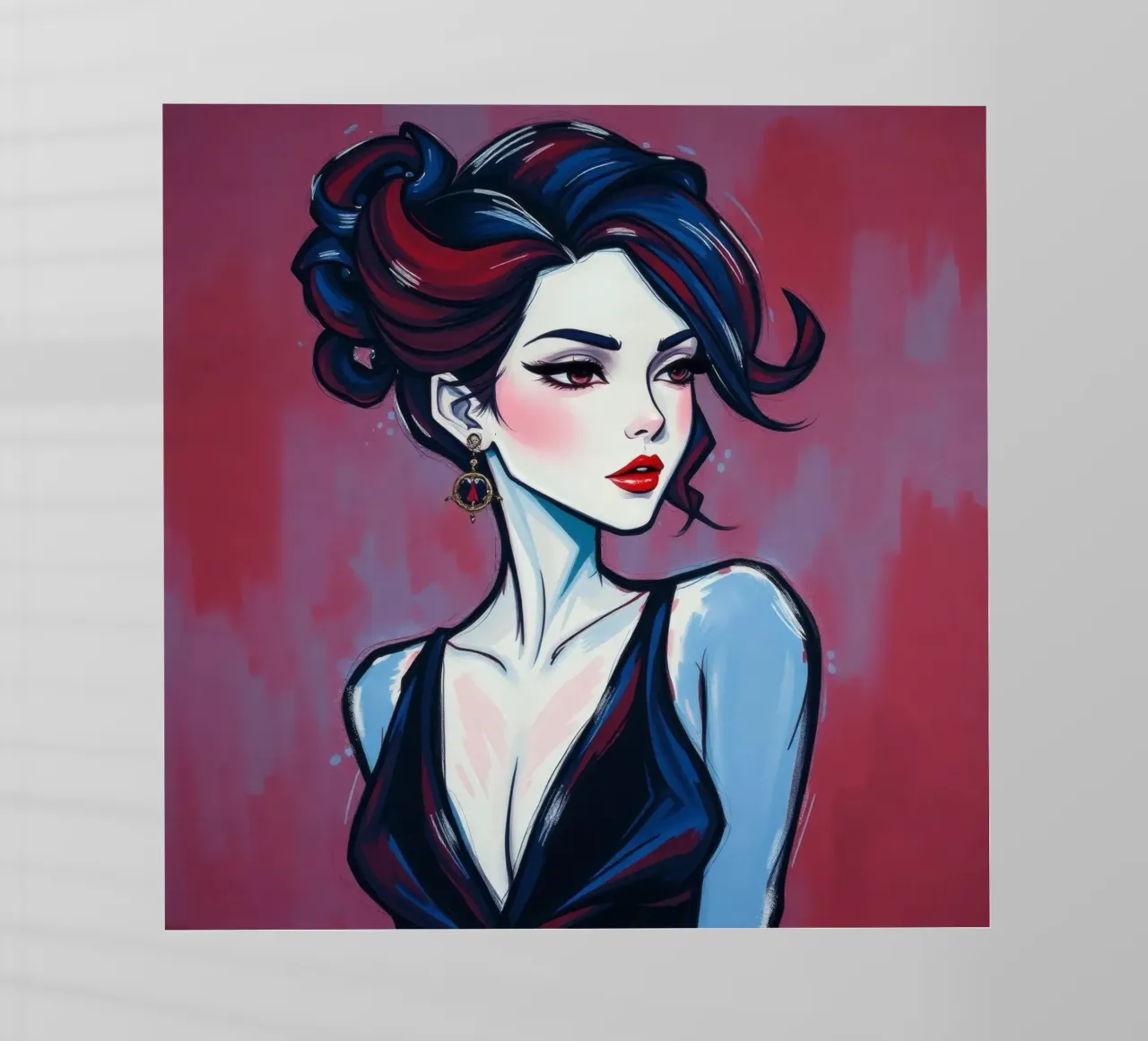 Donna elegante dai tratti marcati e dall'acconciatura audace in posa pellicola backlit da DesignDoodle