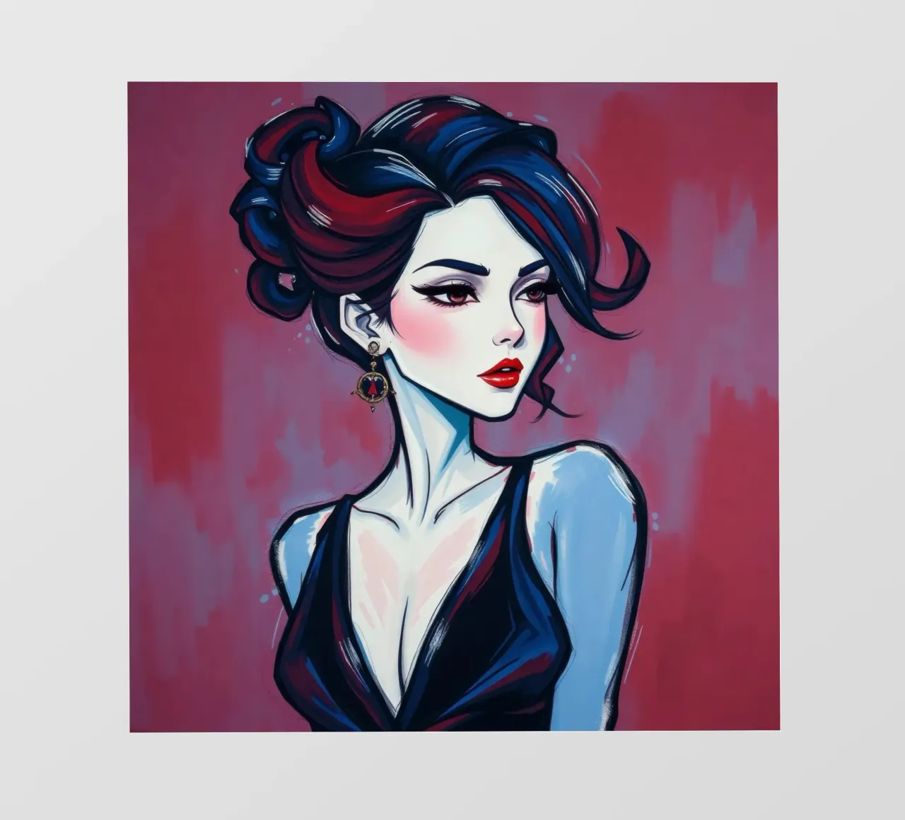 Donna elegante dai tratti marcati e dall'acconciatura audace in posa pellicola backlit da DesignDoodle