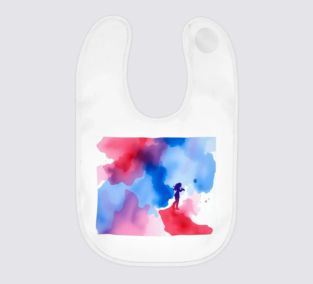 Silhouette colorata di una donna che suona uno strumento bavaglino da DesignDoodle