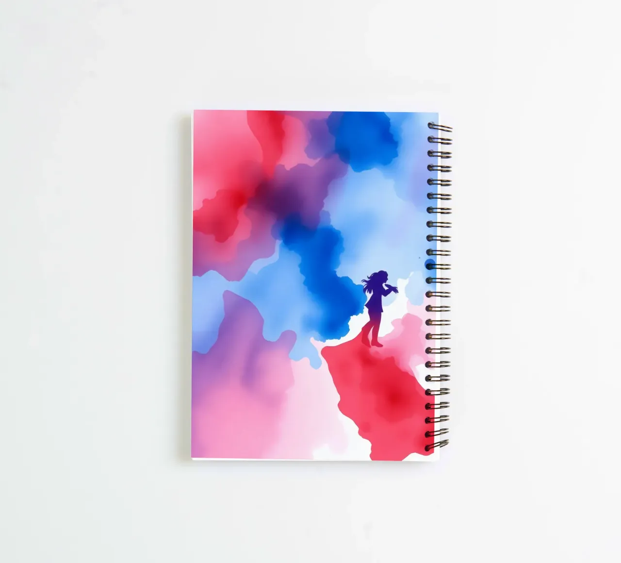 Colorful silhouette of a woman playing an instrument spiral notebook by DesignDoodle