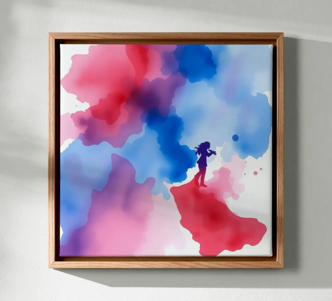 Silueta colorida de una mujer tocando un instrumento lienzo de DesignDoodle