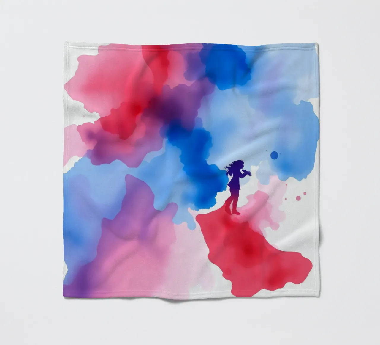Silhouette colorata di una donna che suona uno strumento coperta in pile da DesignDoodle