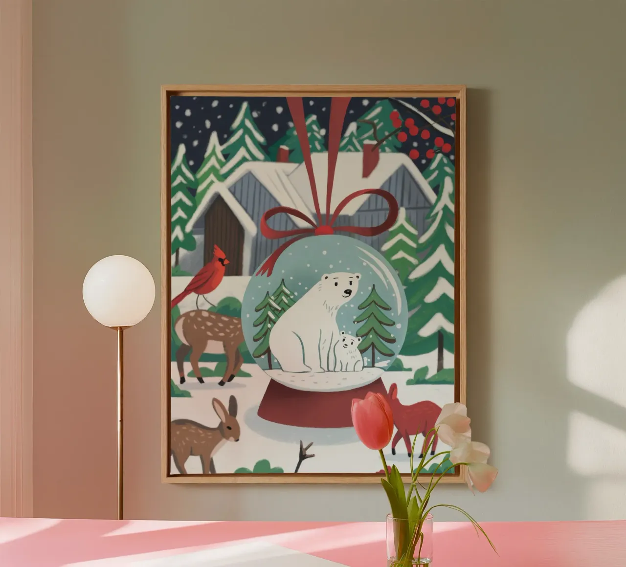 Polar Globe canvas with Floater frame by Artie Shifa