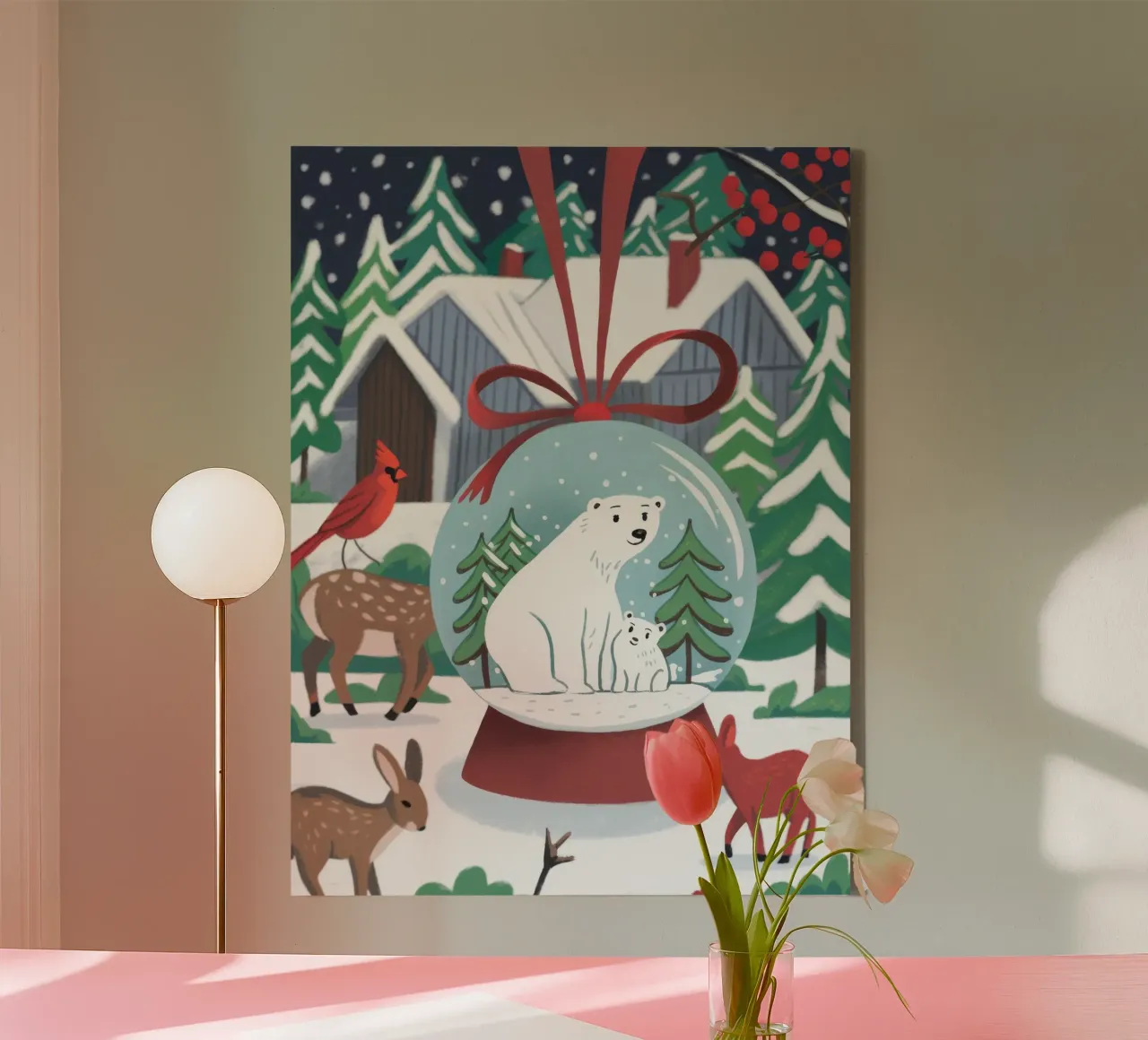 Polar Globe canvas with Floater frame by Artie Shifa