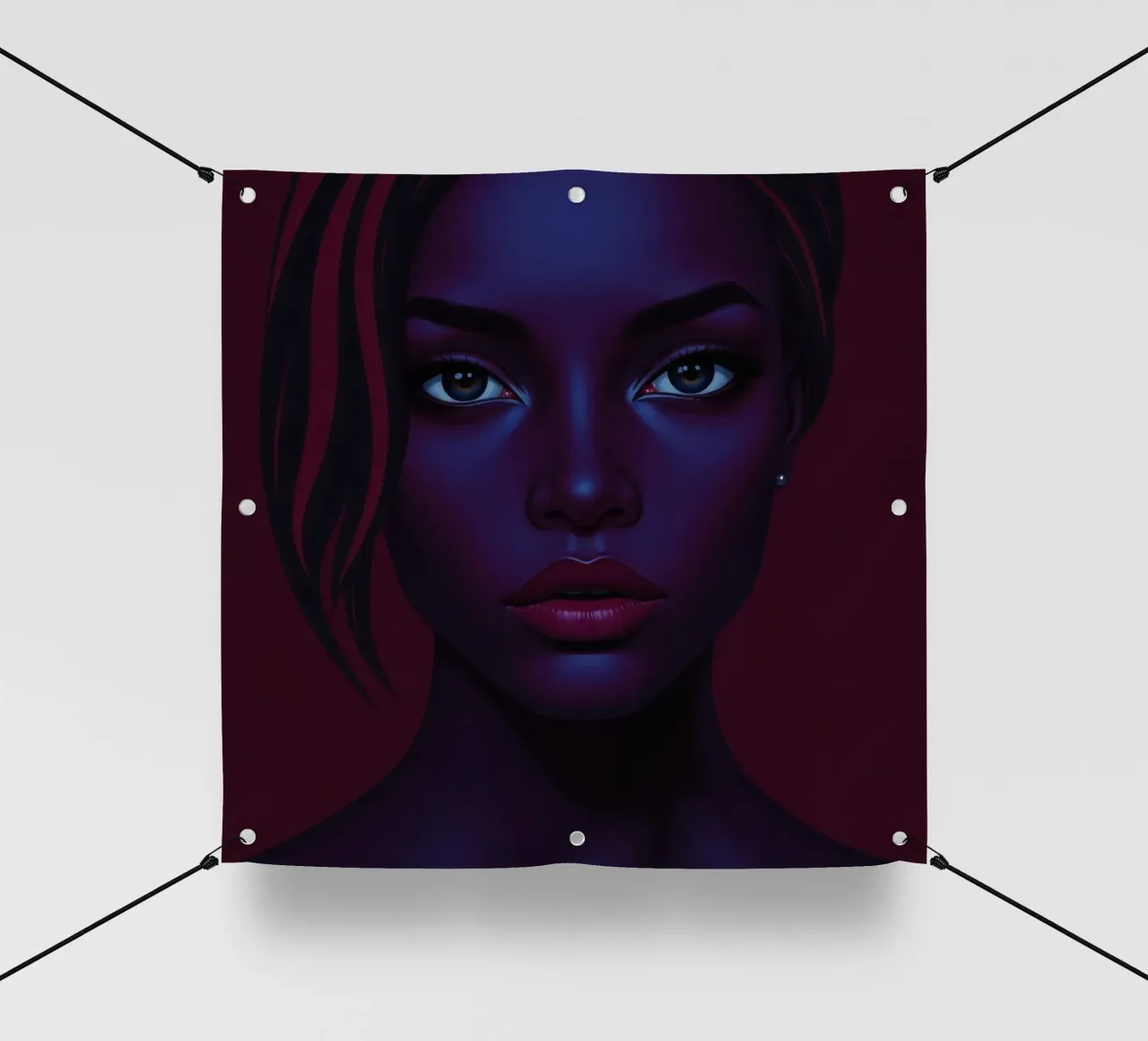 Portrait of a striking figure with deep hues in a captivatin pvc cover by DesignDoodle