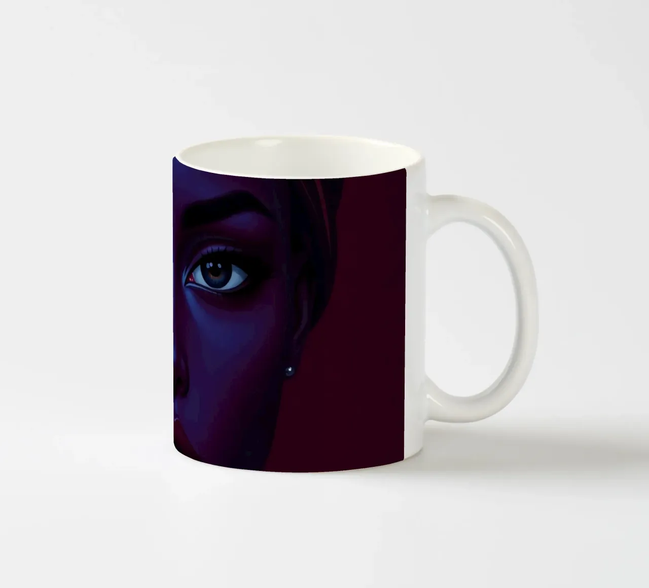 Ritratto di una figura imponente dalle tonalità profonde in un'immagine accattivante. tazza in ceramica da DesignDoodle