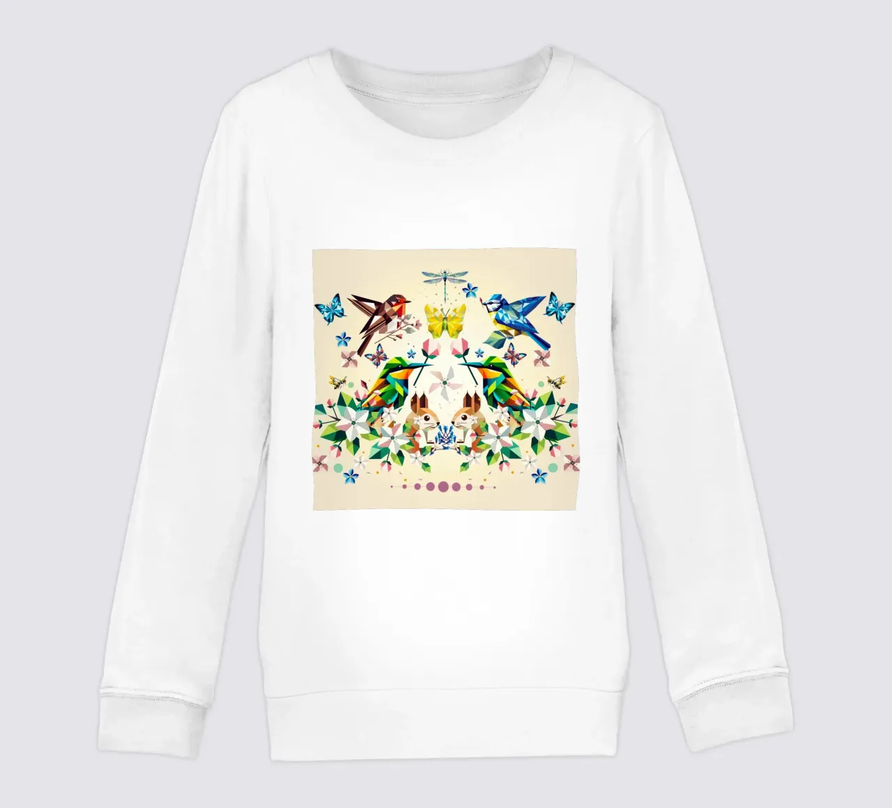 Magia di primavera - Composizione geometrica di animali e fiori felpa bambino da namosh