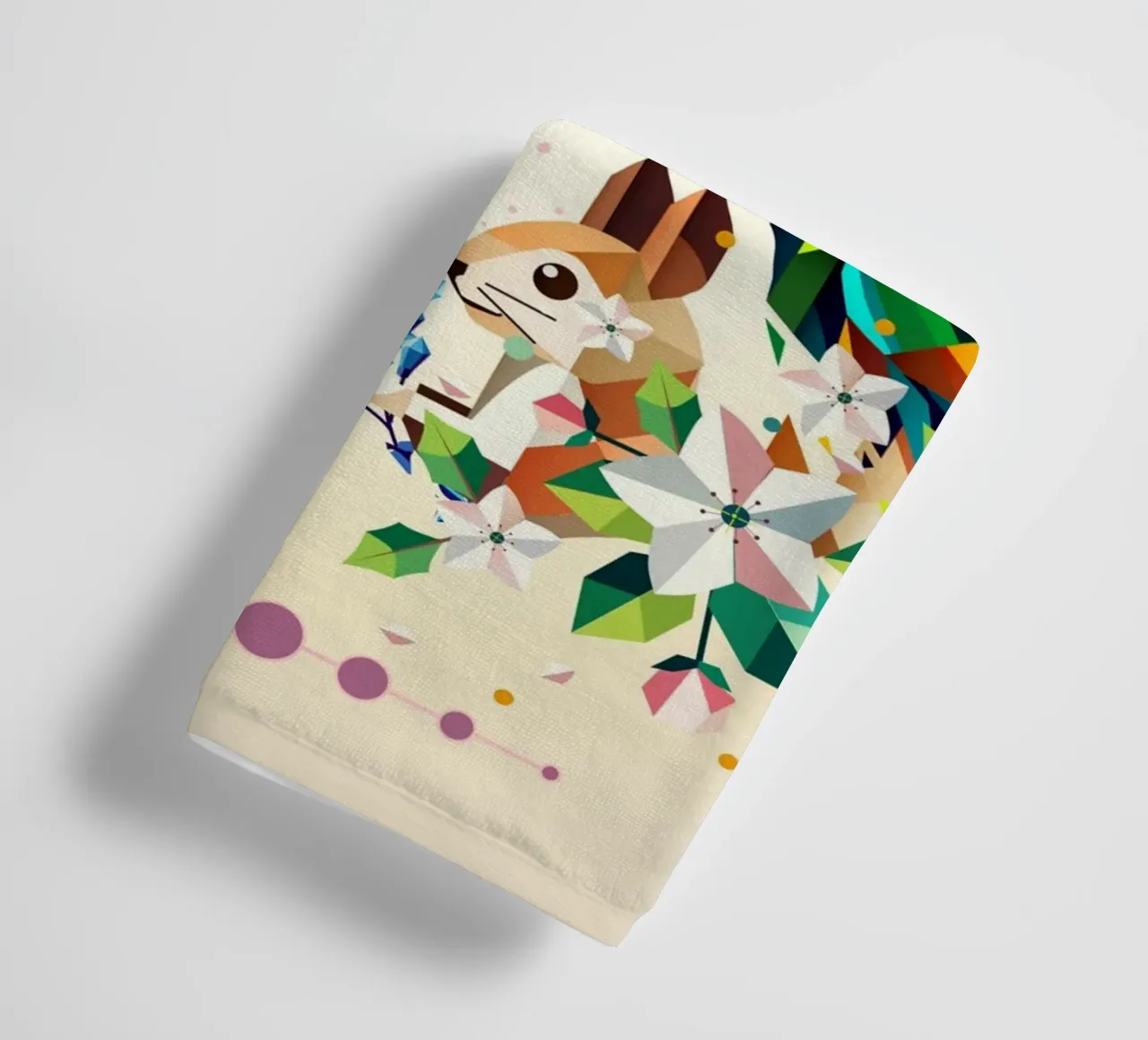 Magia primaveral - Composición geométrica de animales y flores toalla de baño de namosh