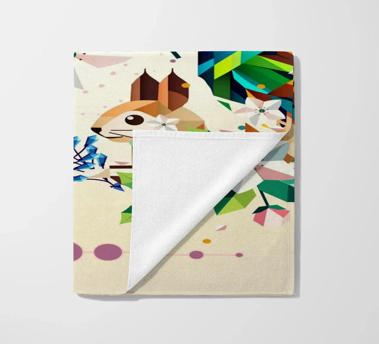 Magia di primavera - Composizione geometrica di animali e fiori telo mare da namosh
