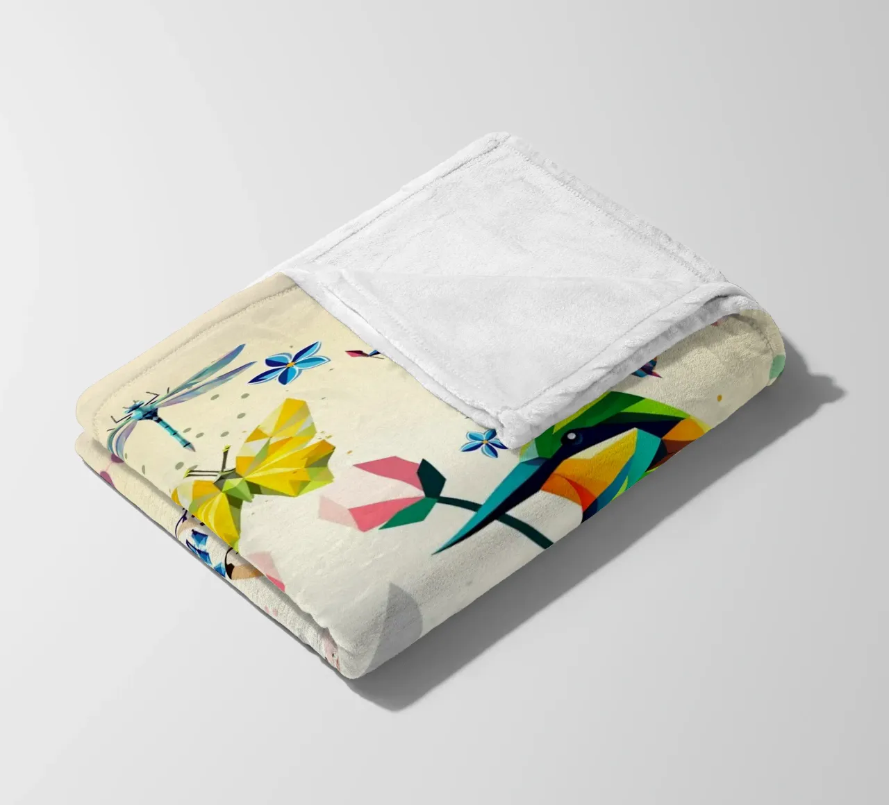 Magia di primavera - Composizione geometrica di animali e fiori coperta in pile da namosh