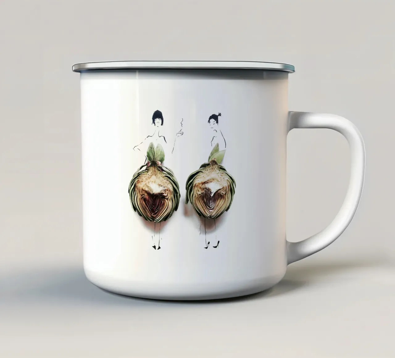 Artichoke Duo tazza in smalto da Gretchen Roehrs