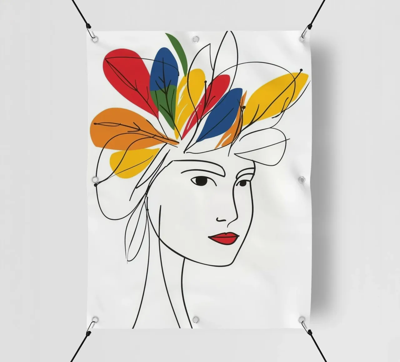 Ritratto di donna con luce di piuma | Disegno a mano telo in pvc da Autofocus